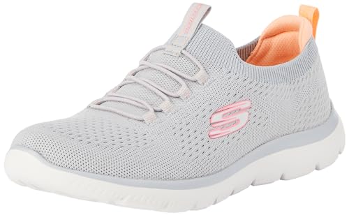 Skechers Summits Top Player, Zapatillas Mujer, Gray Knit Pink Coral Trim, 37 EU