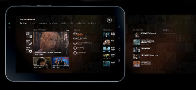 VLC para Windows 8 mockup
