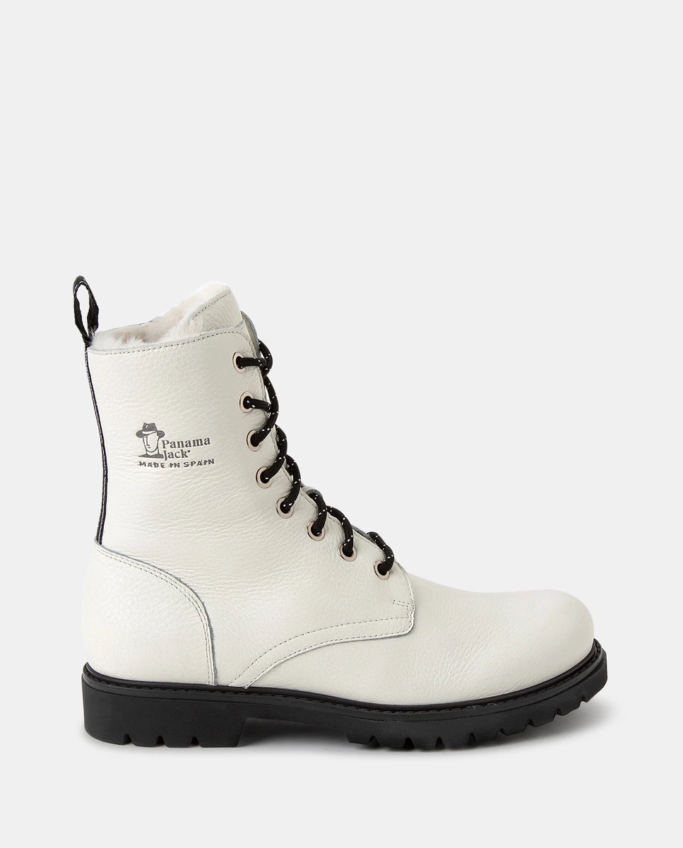 Botas de mujer Panama Jack en color blanco con cierre de cordones