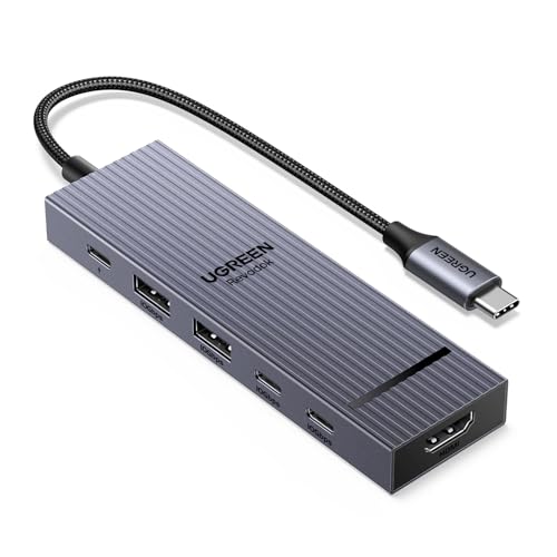 UGREEN Revodok Hub USB C, 6 en 1 Adaptador con USB 3.2 Puertos 2A y 2C 10Gbps, HDMI 4K 60Hz, Carga 100W 