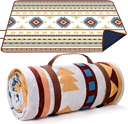 LARUTAN Manta de Picnic para Exteriores 200 x 200 cm, Impermeable, Sin Arena, Manta de Pícnic, Portátil, Lavable, para Playa, Barbacoa, Pícnic, Senderismo, Viajes, Camping (Beige)