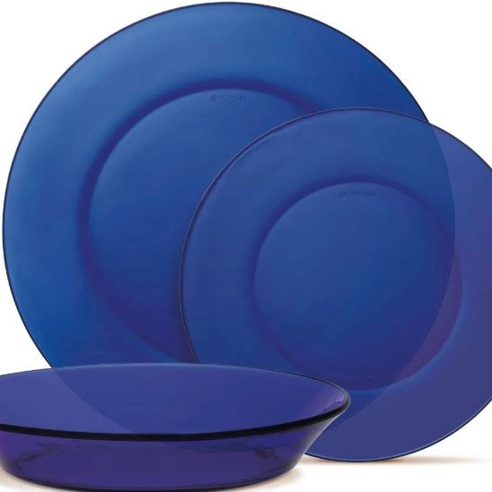 Duralex - Vajilla completa 12 Piezas de Vidrio Templado, Incluye 4 Platos Llanos de (23,5 cm), 4 Platos Hondos de (19,5 cm) y 4 Platos de Postre de (19 cm)
