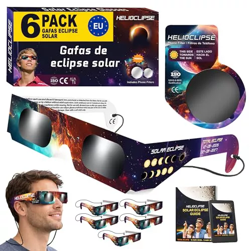 Helioclipse 6x Gafas Eclipse Solar Homologadas ISO 12312-2 2026 