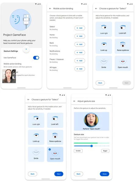 Project Gamefaceをベースにしたアプリの構成イメージ。 Googleのスクリーンショット