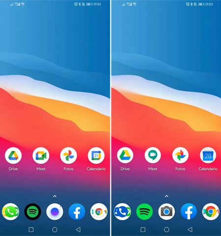 アイコンパック適用前と適用後