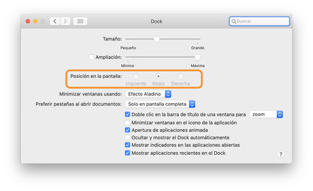 Posicion Dock