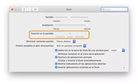 Posicion Dock