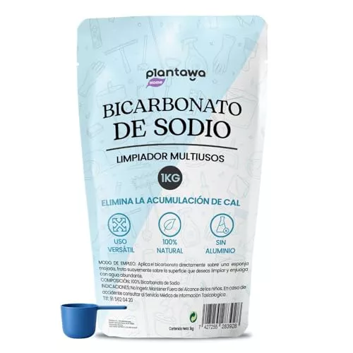 PLANTAWA Bicarbonato de Sodio 1kg Doypack | Polvo Multiusos para Limpieza del Hogar | Cierre Resellable | Alta Solubilidad | Bicarbonato Sódico Puro | Baking Soda Limpieza