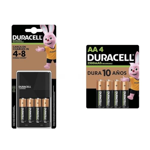 Duracell Kit cargador de pilas recargables con 8 pilas AA