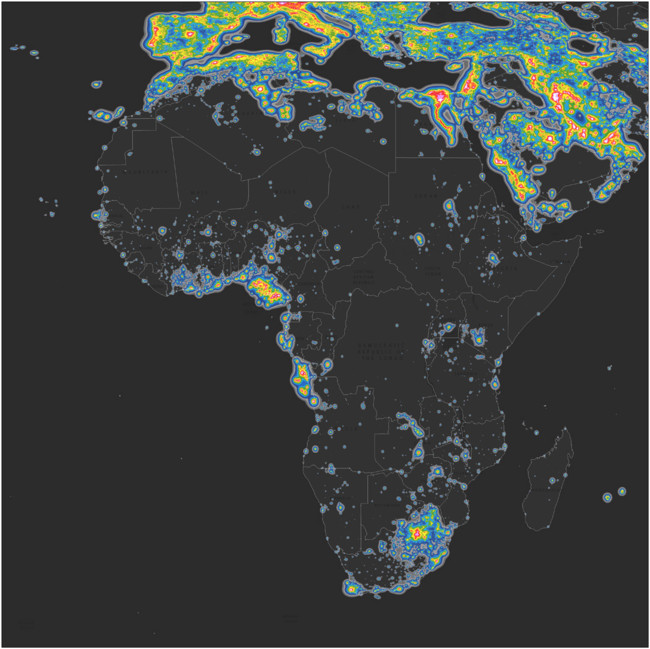 La contaminación lumínica mundial, ilustrada en este mapa sobre la ...