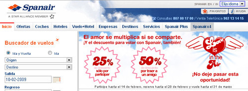 Spanair ofrece 50% de descuento en vuelos