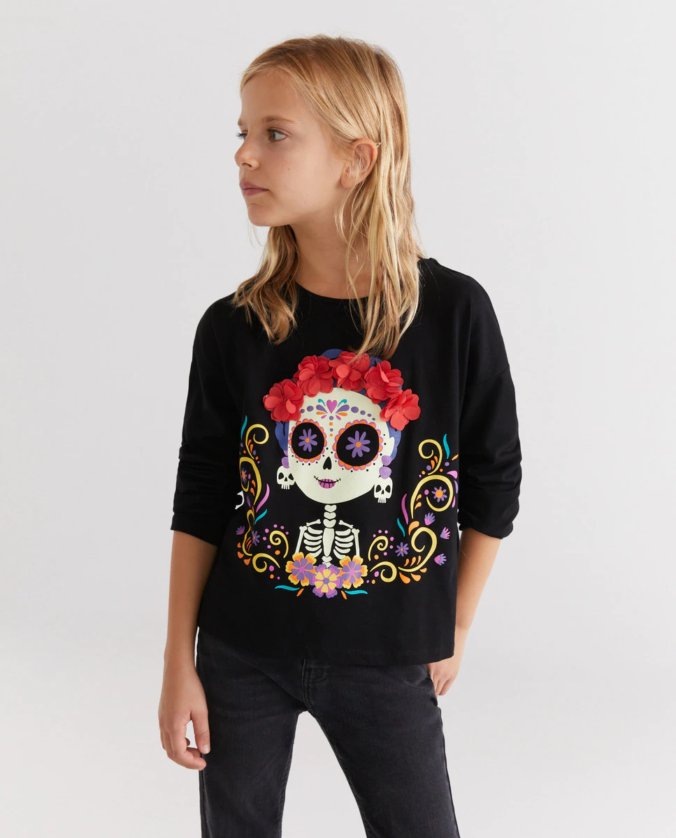 Camiseta de niña manga larga con motivo de Halloween