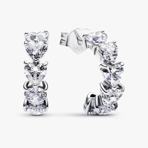 Pandora Pendientes de Aro Corazones Brillantes
