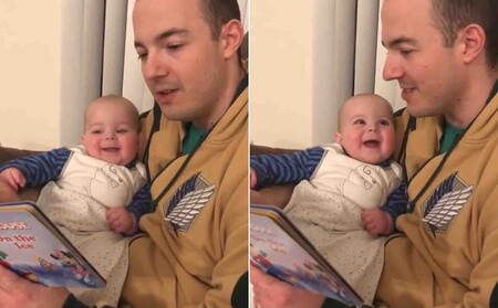 El tierno vídeo de una bebé sonriendo al escuchar a su padre leerle un cuento con diferentes voces