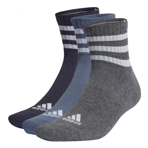 adidas Unisex adulto 3-Stripes Cushioned Sportswear Mid-Cut Socks 3 Pairs