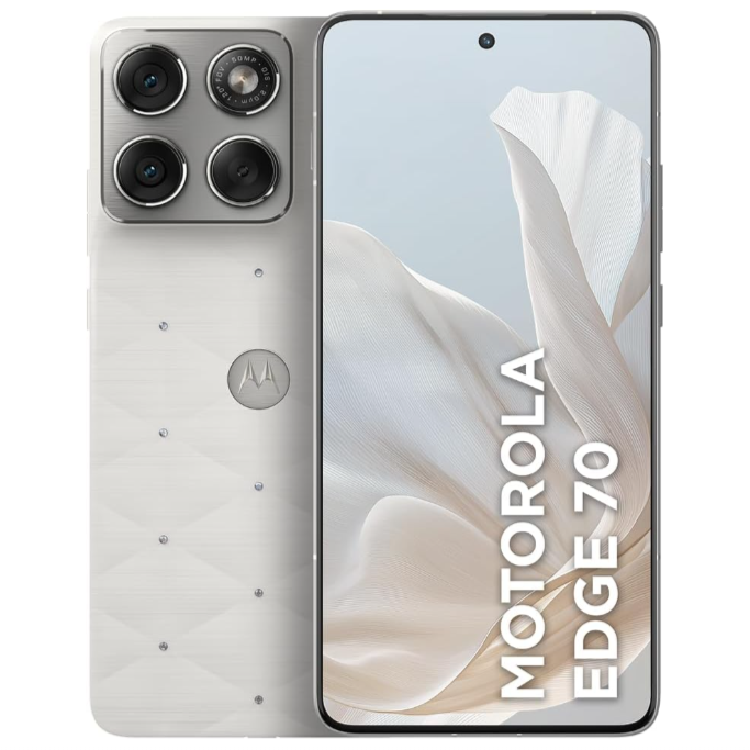 Smartphone Motorola Edge 70 5G Crystals by Swarovski - 512GB 12GB RAM + 12GB RAM Boost, Ultrafino, 3 cameras 50MP e tela extreme Amoled 120hz - Cloud Dancer
