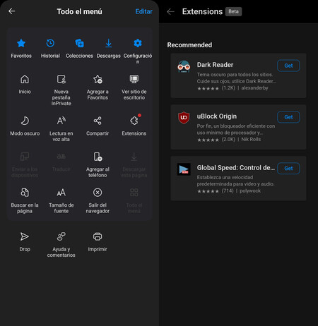 Extensiones Android Edge