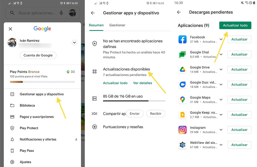 Cómo buscar actualizaciones de apps manualmente en Google Play tras el ...
