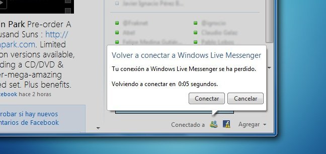 Error de conexión en Messenger 2010