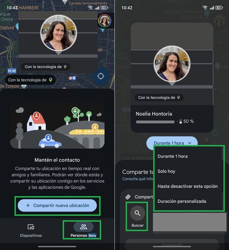 Compartir ubicación Encontrar dispositivo