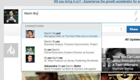 LinkedIn prueba un nuevo sistema de menciones, al estilo de Facebook