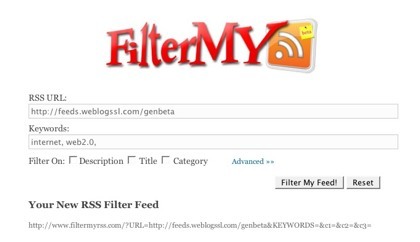 FilterMyRss, filtrando los contenidos de un mismo feed