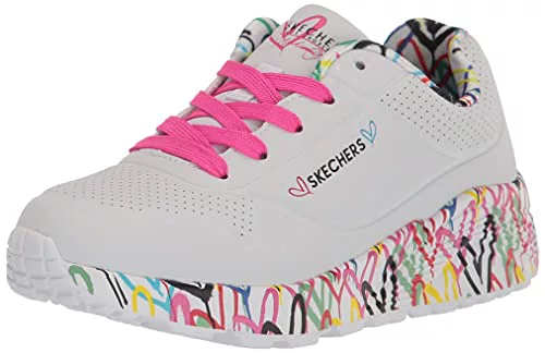 Skechers Uno Lite Lovely Luv, Zapatillas de Deporte, Blanco (White Synthetic H Pink Trim), 33.5 EU