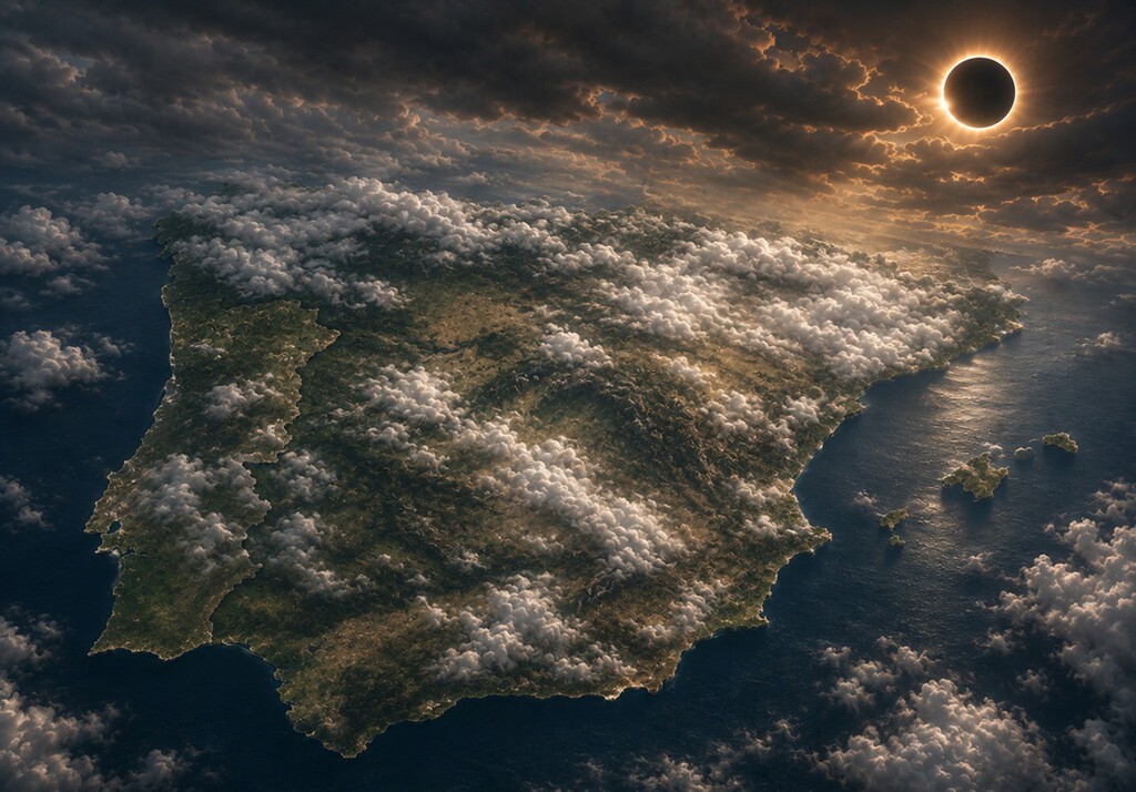 El mapa de la AEMET que adelanta la visibilidad del eclipse en cada lugar de España, según la expectativa de nubosidad