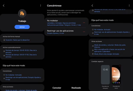 モードまたはルーチンをアクティブにする条件 (スケジュール、場所) と、モードが実行する必要があるアクション (アプリケーションの使用を避ける、通知を消す、画面の明るさを変更するなど) を設定する必要があります。