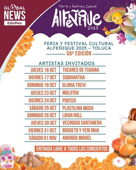 Con figuras de frutas, animales y catrinas, llega el Festival del alfeñique 2025 a Toluca: fechas y qué artistas se presentarán 