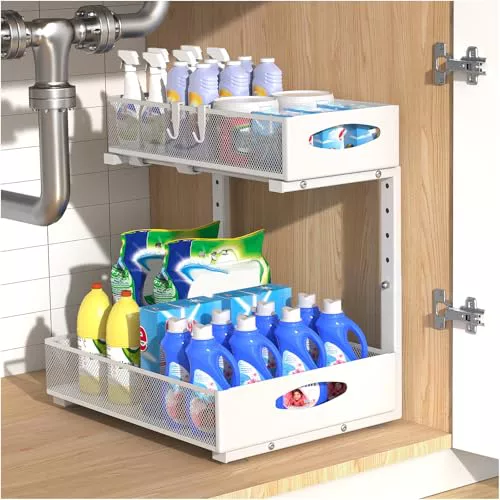 Housolution Organizador Bajo Fregadero de Metal, 2 Niveles