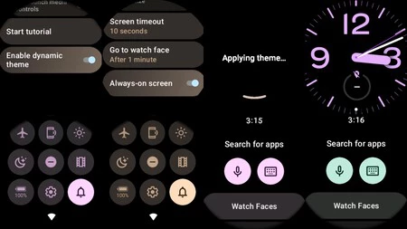 Wear OS 4 での Material You の適用例 (画像: 9to5Google)