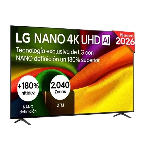  Smart TV NanoCell 85" (215,9 cm) LG 85NU8E0B3LA con IA, 4K UHD, 60 Hz, Procesador Inteligente a7 AI Processor 4K Gen9, Dolby Digital Plus, AI Sound Pro 