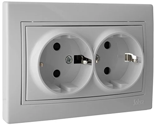 Base Doble DE Enchufe 2P+T con Obturador 16A 250V SOLERA