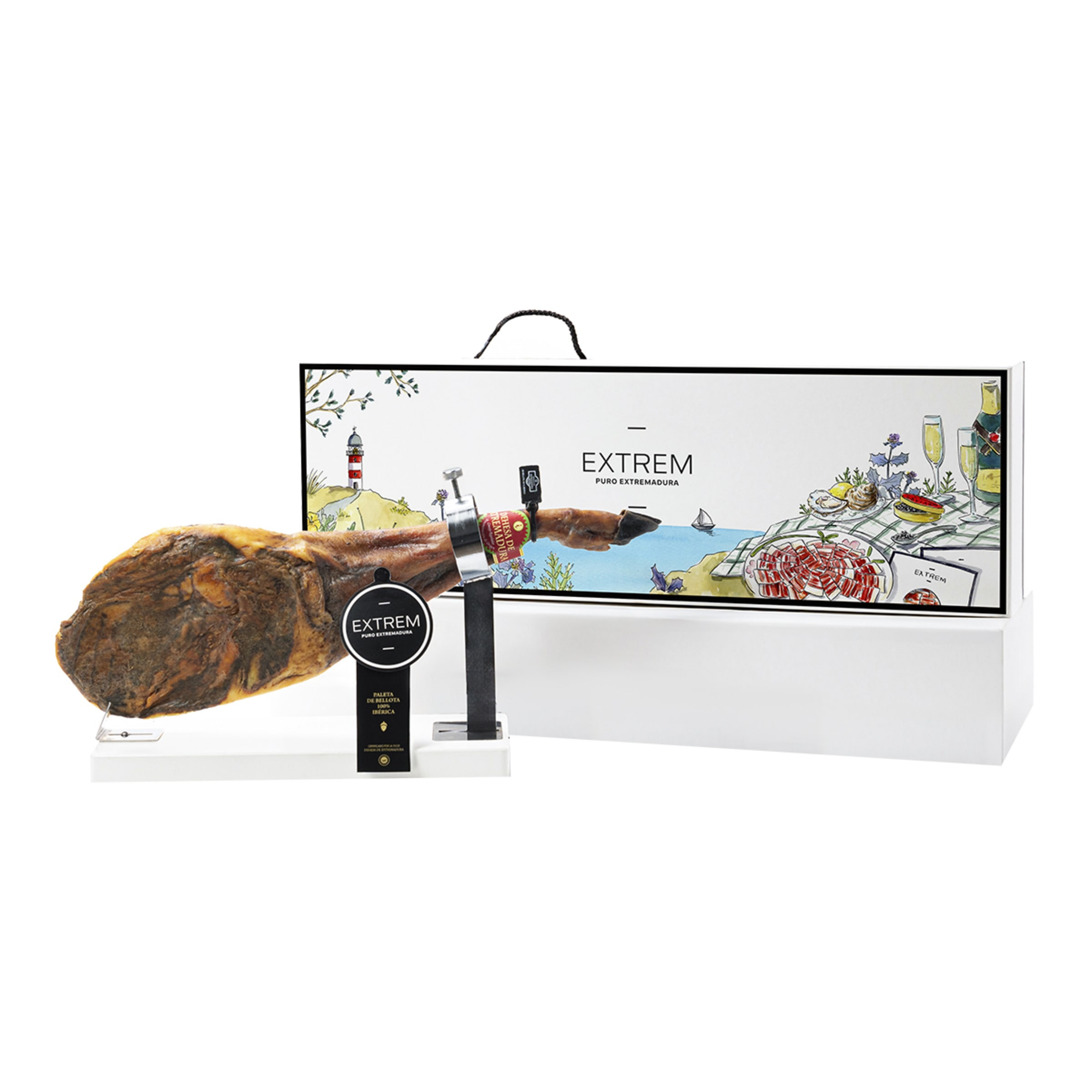 Estuche de Paleta de bellota 100% ibérica Extrem Puro Extremadura con regalo