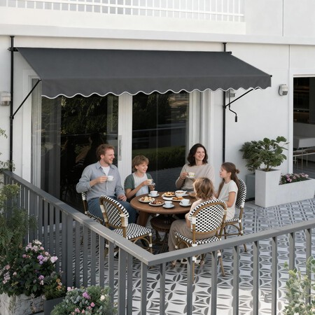 UISEBRT Toldo de sujeción con manivela de 300 cm de ancho, toldo para balcón sin agujeros, ajustable, protección UV, protección solar, resistente a la...