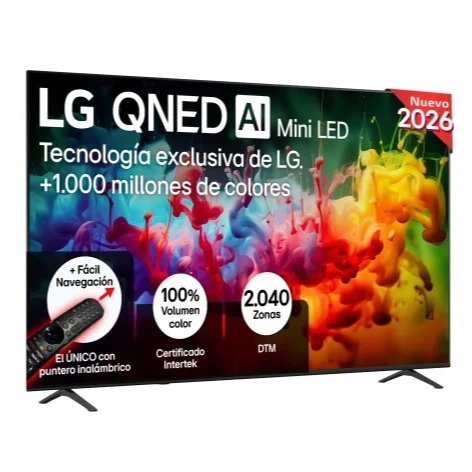  Smart TV MiniLED 85" (215,9 cm) LG 85QNED7EB3A con IA, 4K MiniLED, 60 Hz, Procesador Inteligente a7 AI Processor 4K Gen9, Dolby Digital Plus, AI Sound Pro 