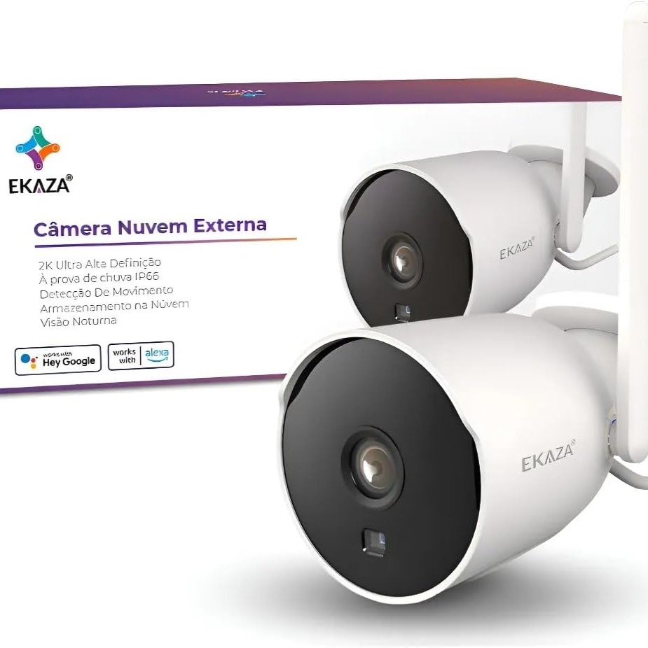 EKAZA, Câmera Externa Smart Wi-fi, Com Armazenamento em Nuvem, Ip66 À Prova Da Chuva, resolução 2K/3.0MP - T2233

