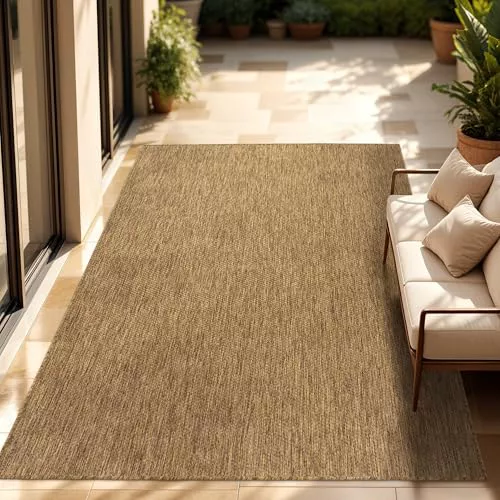 Paco Home Alfombra Exterior Interior Balcón Terraza Alfombra Cocina Monocolor Jaspeado, tamaño:120x160 cm