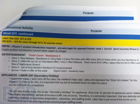 Un documento filtrado indica que el iPhone 5 llegaría a las tiendas la primera semana de octubre