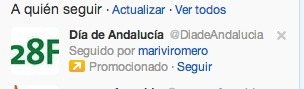 Cuenta promocionada en Twitter - Junta Andalucía