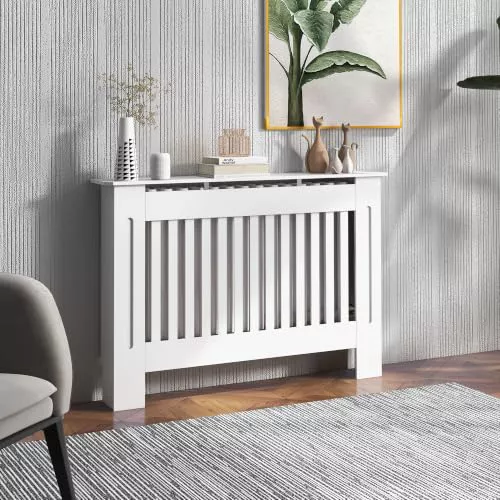 HOMCOM Cubre Radiadores Cubierta de Radiador 112x19x81cm Blanco