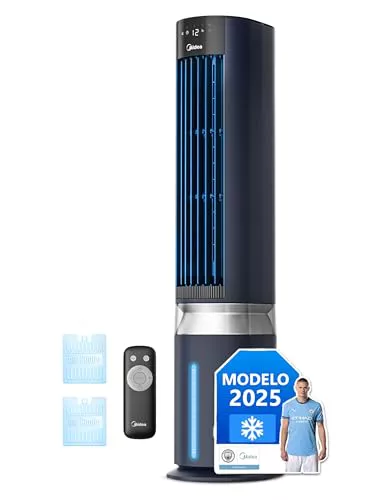 MIDEA Climatizador Evaporativo 3 en 1 con Control Remoto - Ventilador de Agua, Enfriador de Aire, y Humidificador con 6 Velocidades y Oscilación 85º - Climatizador Frio con Tanque de Agua 7L y Filtro
