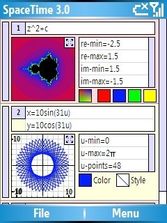 SpaceTime 3.0, software matemático para WIndows Mobile