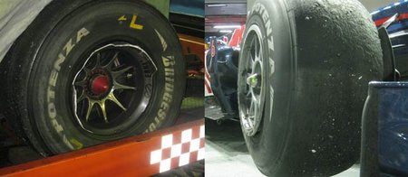 Así quedaron los ruedas de Lewis Hamilton y Mark Webber