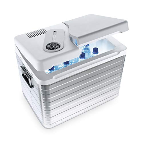 Mobicool Q40 Nevera Eléctrica Portátil, Aluminio, 39 l, mini nevera para coche, camión, barco y autocaravana, 12 y 230 V