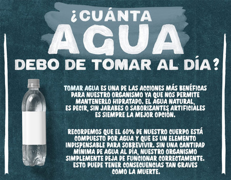 ¿Cuánta agua debo de tomar al día? Infografia
