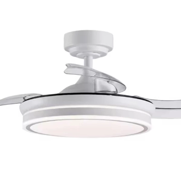 Ventilador de techo con luz LED 36W en 3 Temperaturas de Luz con Mando a Distancia -Motor DC Eficiente y Silencioso, 3 tonalidades, aspas desplegables retráctiles, 6 velocidades, control remoto, memoria, temporizador (ventilador-001 6990 D7)