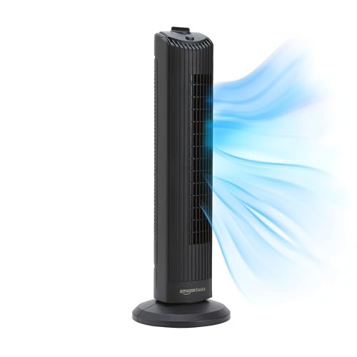 Amazon Basics Ventilador de Torre Oscilante de 71 cm con Ángulo de 60 Grados