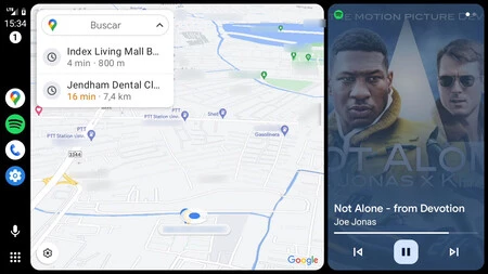 Android Auto の左側の列に Google マップの地図が表示される